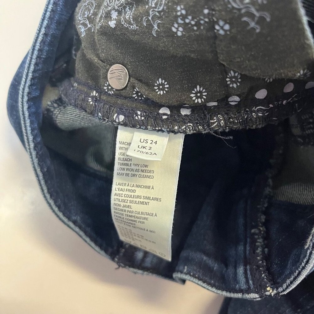 We The Free Super High Rise Lace Up Flare Jeans Size 24 Dark Wash Hippie 24x31 - Picture 7 of 13